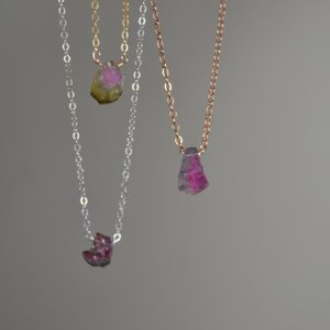 Raw Watermelon Tourmaline Necklace In Sterling Silver, 14k Gold // Raw Multi-color Tourmaline // October Birthstone // Bi-color Tourmaline Raw Watermelon Tourmaline Necklace In Sterling Silver, 14k Gold // Raw Multi-color Tourmaline // October Birthstone // Bi-color Tourmaline