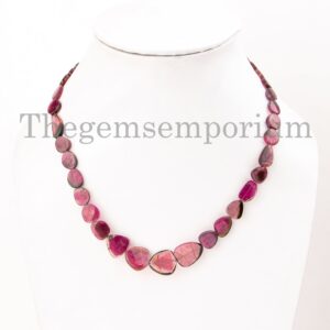 Watermelon Tourmaline Slice Necklace in Silver Watermelon Tourmaline Slice Necklace in Silver