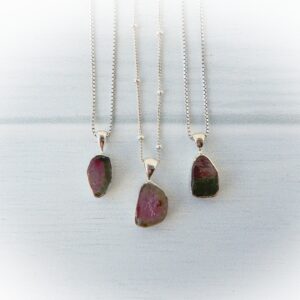 Watermelon Tourmaline Necklace Sterling Silver • Raw Tourmaline Necklace Watermelon Tourmaline Necklace Sterling Silver • Raw Tourmaline Necklace