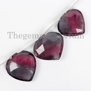 3pcs Watermelon Tourmaline Heart Shape Strand,natural Mixed Color Tourmaline,25x25-29x29mm Loose Heart Beads For Pendant,faceted Heart Beads