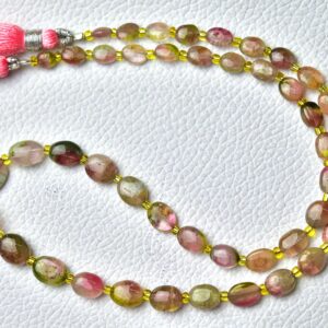 57 Cts, 15 Inch Strand Finest Watermelon Tourmaline Plain Beads Smooth Oval 4x5mm To 7x9mm Gemstone Bead Bi Color Tourmaline Beads No5119