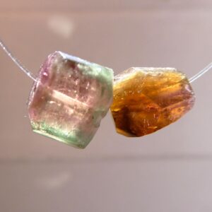 Watermelon Tourmaline 7-8mm Beads -2 Focal Crystals Pcs -pink Green Gemstone Craft Beads-jewelry Making