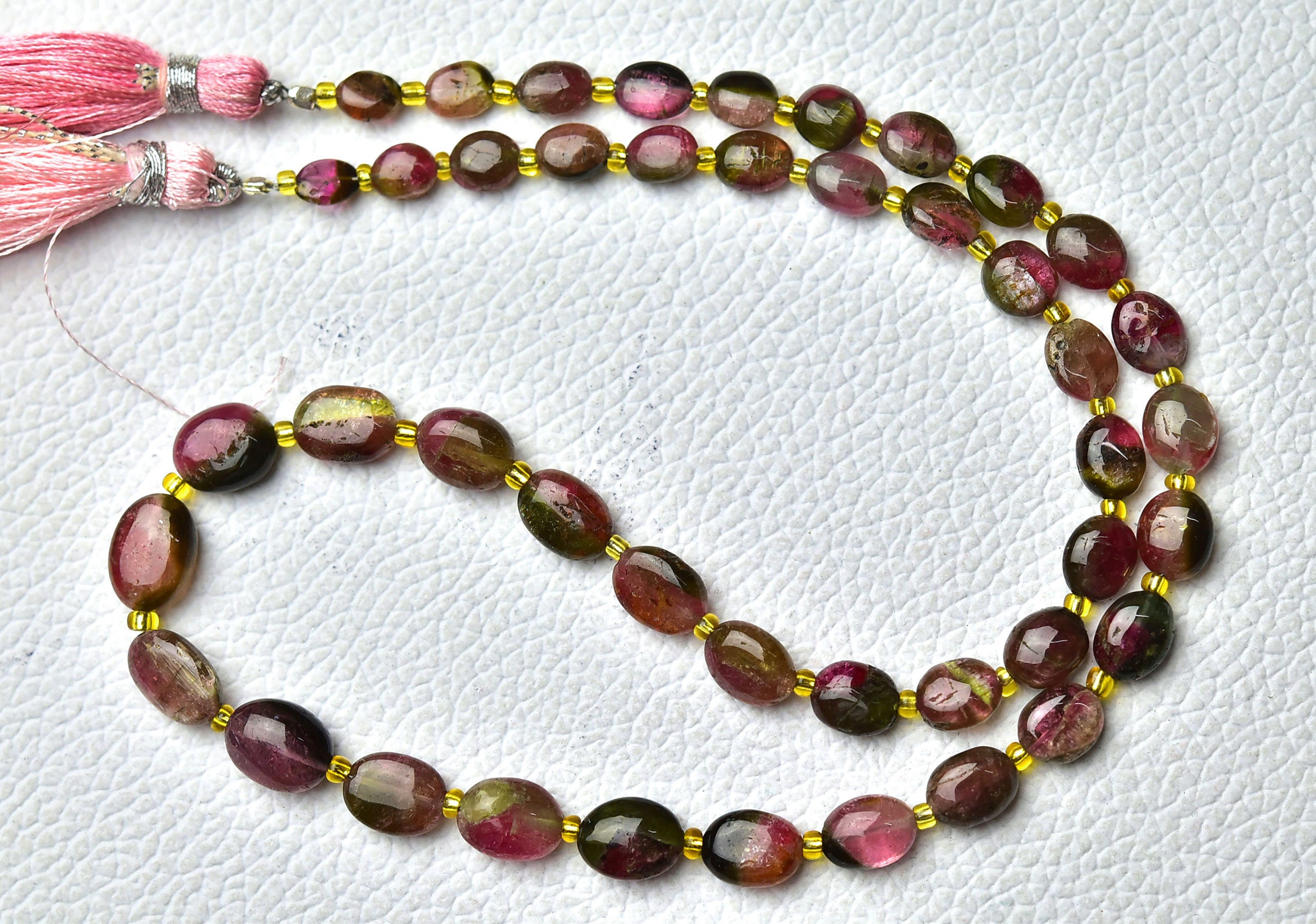 71 Cts, 15 Inch Strand Finest Watermelon Tourmaline Plain Beads Smooth Oval 4x6mm To 7x9mm Gemstone Bead Bi Color Tourmaline Beads No5128