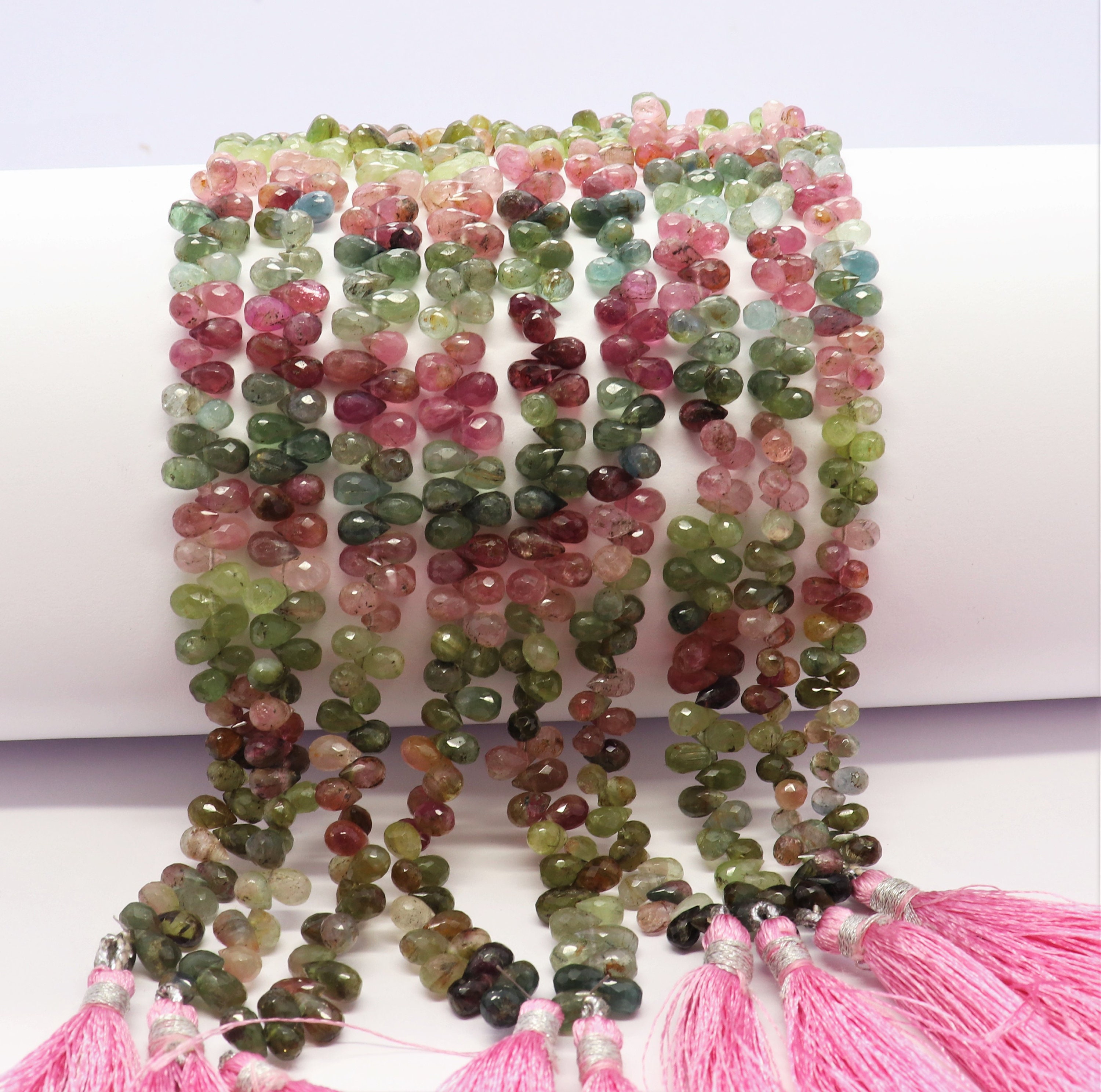 Aaa Natural Multi Tourmaline Faceted Teardrops Beads, 4x6-5x7 Mm Watermelon Tourmaline Drop Beads, 8 Inch Faceted Tourmaline Teardrop Beads