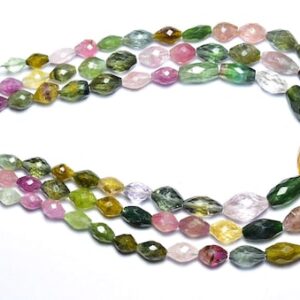 Watermelon Tourmaline Barrel Beads - 8 inches - Natural Beautiful Faceted Tourmaline Barrel Shape Briolette - Size is 4x6 - 6x12 mm #1888