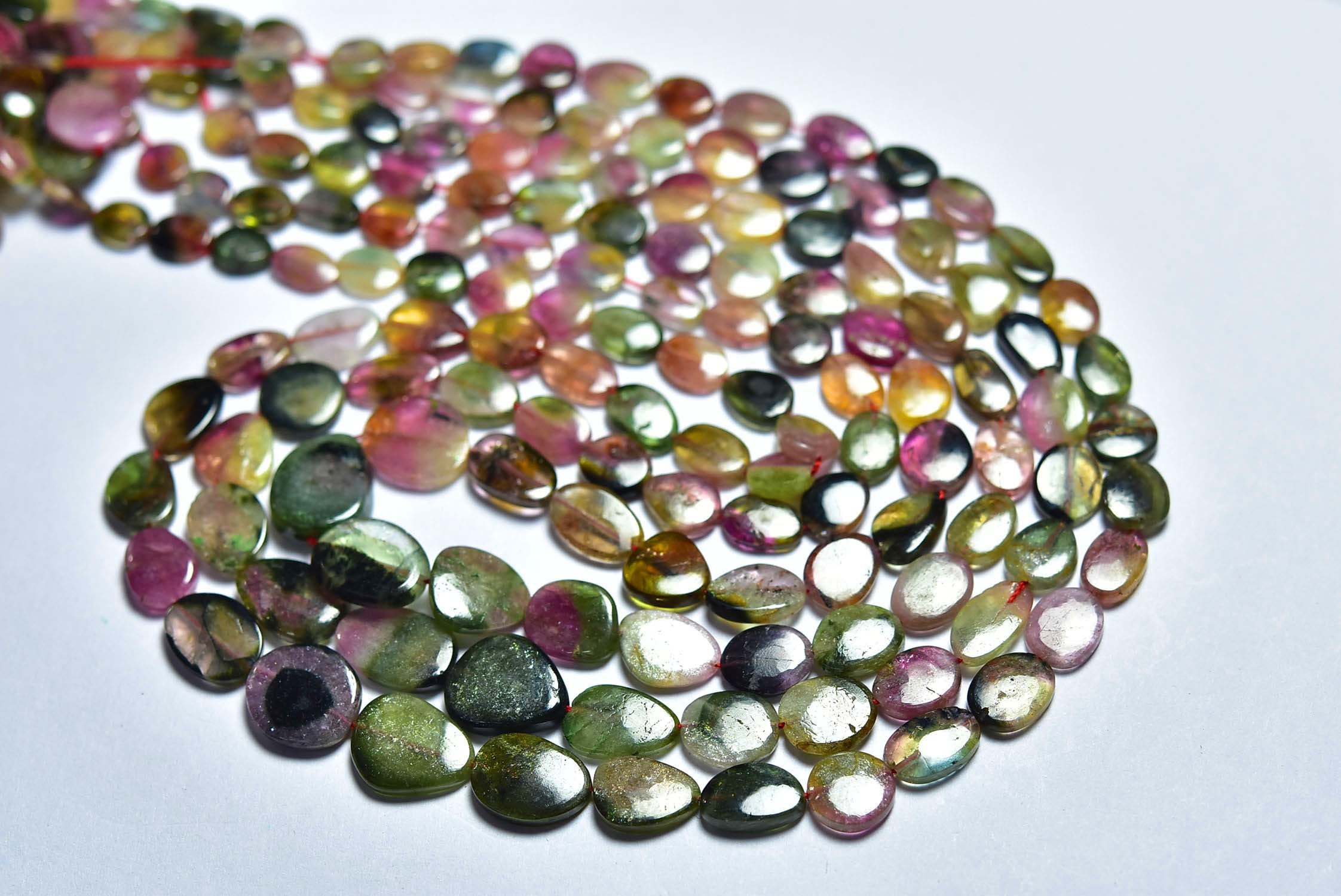 Watermelon Bi Color Tourmaline Slices Beads - 15 Inches - Natural Beautiful Smooth Watermelon Tourmaline Slices - Size Is 5 -10 Mm #911 Watermelon Bi Color Tourmaline Slices Beads - 15 Inches - Natural Beautiful Smooth Watermelon Tourmaline Slices - Size Is 5 -10 Mm #911