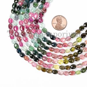 Multi Tourmaline Smooth Oval Shape Beads 14 Inch Tourmaline Oval Beads Strand, Oval Tourmaline, Tourmaline Plain beads Watermelon Tourmaline
