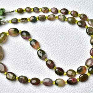 Natural Watermelon Tourmaline Plain Beads Smooth Oval 4x6mm To 7x10mm Gemstone Bead Rare Tourmaline Beads 79 Cts, 15.5 Inch Strand No5143