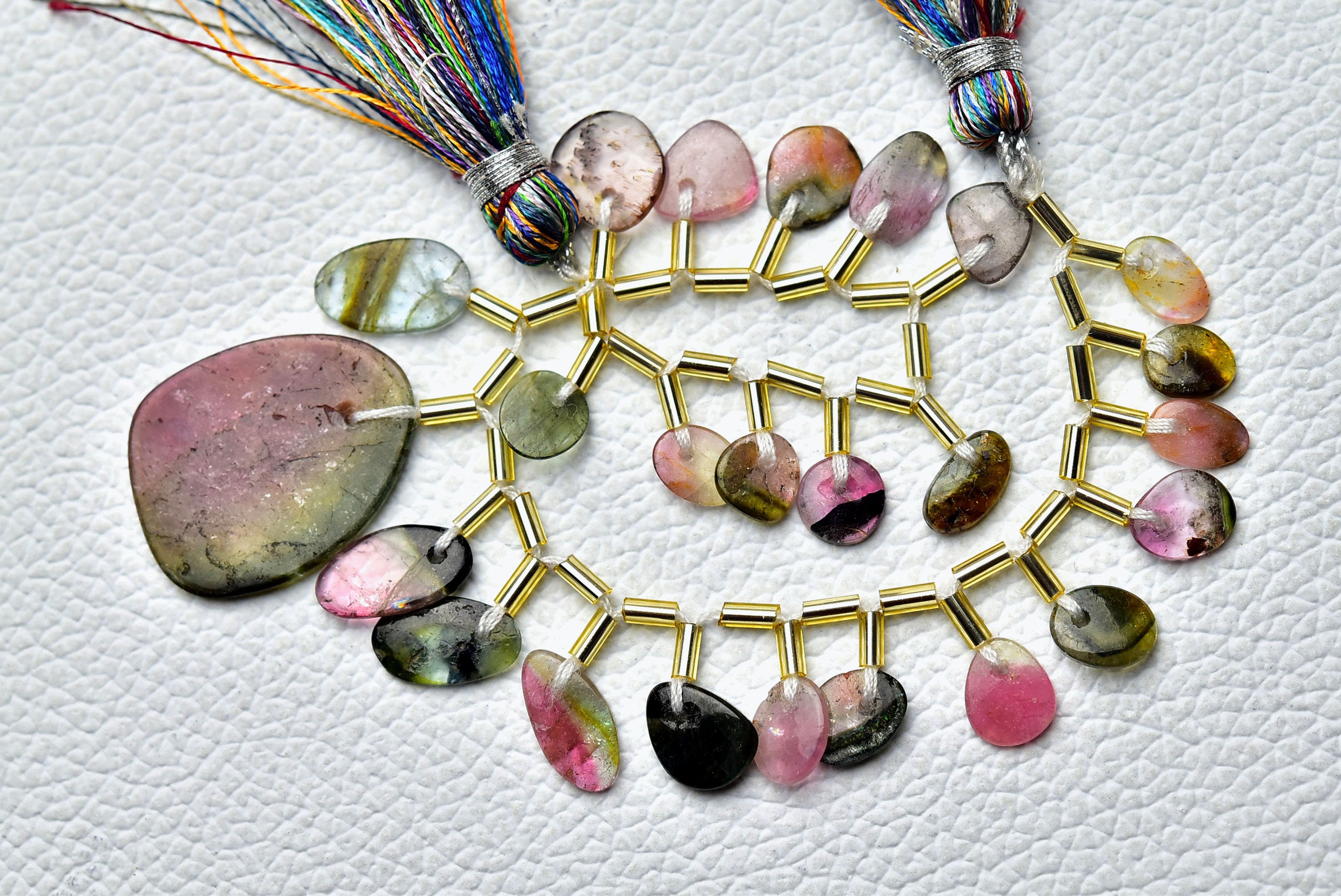 Natural Multi Watermelon Tourmaline Slice Bead ( 1mm Hole Front Drilled ) 5x8mm To 9x11mm Bi Tourmaline Smooth Beads 7 Inch Strand No6283 Natural Multi Watermelon Tourmaline Slice Bead ( 1mm Hole Front Drilled ) 5x8mm To 9x11mm Bi Tourmaline Smooth Beads 7 Inch Strand No6283