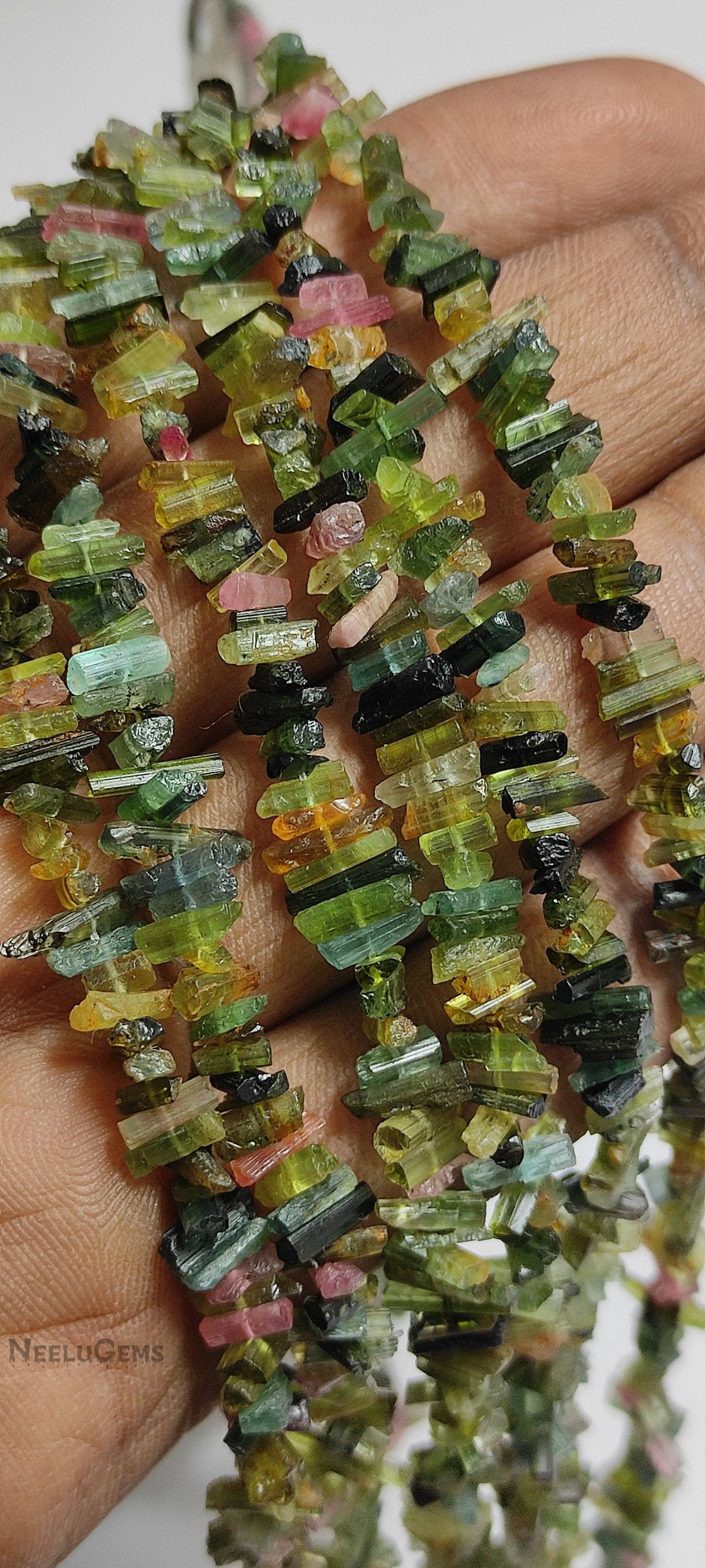Natural Tourmaline Slice Beads, Multi Color Watermelon Tourmaline Thin Polished Slices, Organic Gemstone Beads For Jewelry Making, 8" Strand Natural Tourmaline Slice Beads, Multi Color Watermelon Tourmaline Thin Polished Slices, Organic Gemstone Beads For Jewelry Making, 8" Strand