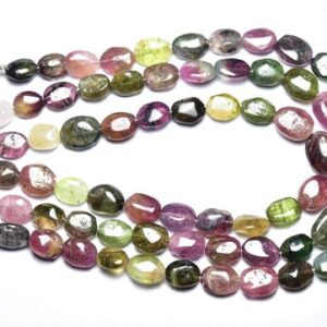 Watermelon Tourmaline Oval Beads - 8 inches - Natural Tourmaline Smooth Oval Briolettes - Size is 6x8 - 8x10 mm #1016