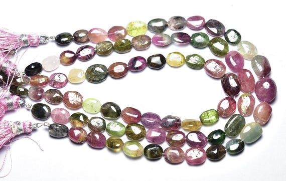 Watermelon Tourmaline Oval Beads - 8 Inches - Natural Tourmaline Smooth Oval Briolettes - Size Is 6x8 - 8x10 Mm #1016