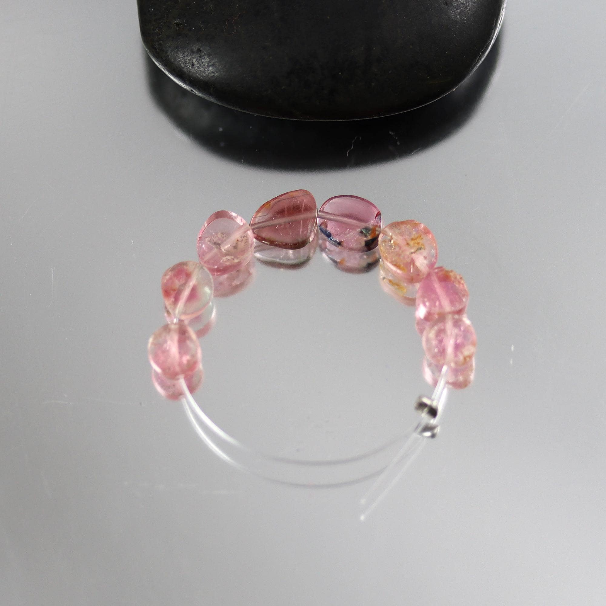 Pink Watermelon Tourmaline Slice Flat Oval Beads - Set Of 8 - 5 To 6 Mm Pink Watermelon Tourmaline Slice Flat Oval Beads - Set Of 8 - 5 To 6 Mm
