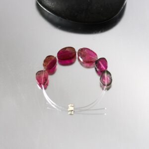 Rich Pink Watermelon Tourmaline Slice Beads: Set Of 6 In Pairs - 5 To 8 Mm