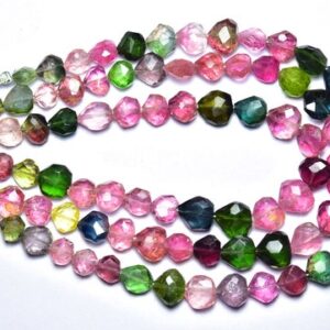 Superb Watermelon Tourmaline Heart Beads - 7.5 Inches - Natural Faceted Tourmaline Multi Heart Briolettes - Size Is 5x6 - 8x9 Mm #999 Superb Watermelon Tourmaline Heart Beads - 7.5 Inches - Natural Faceted Tourmaline Multi Heart Briolettes - Size Is 5x6 - 8x9 Mm #999