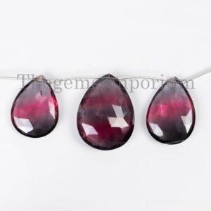 Unique! Watermelon Tourmaline Faceted Pear Shape Beads, Far Size 3pcs Pear Beads, Natural Gemstone For Jewelry Making, Loose Tourmaline Pear