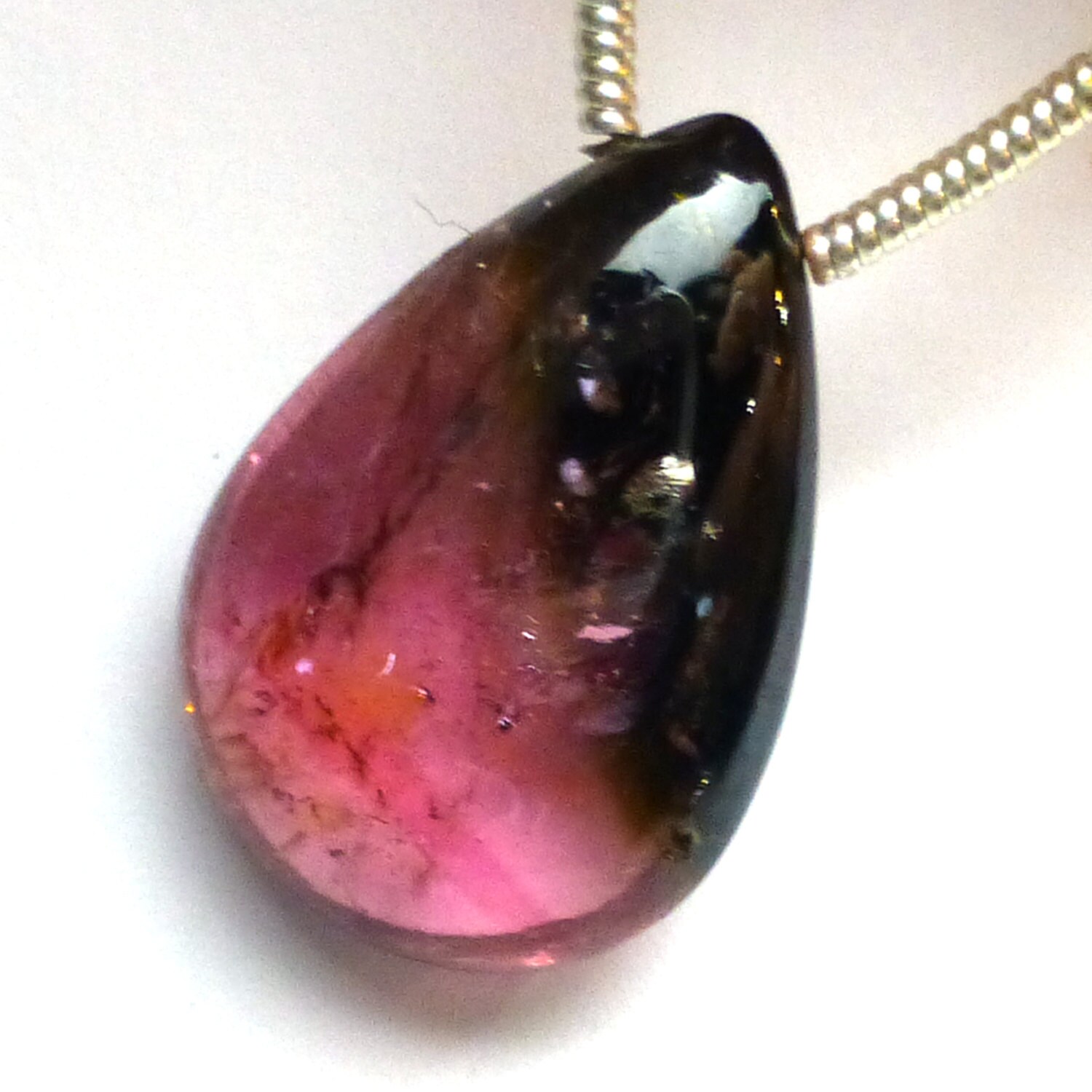 10.010 Carats Watermelon Tourmaline Bead Smooth Briolette Focal Pink Green Banded Natural One Of A Kind Tear Drop Pear Pendant Rubellite