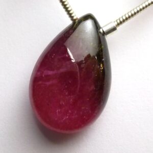 13.715 Carats Watermelon Tourmaline Bead Smooth Briolette Focal Pink Green Banded Natural One of a Kind Tear Drop Pear Pendant Rubellite
