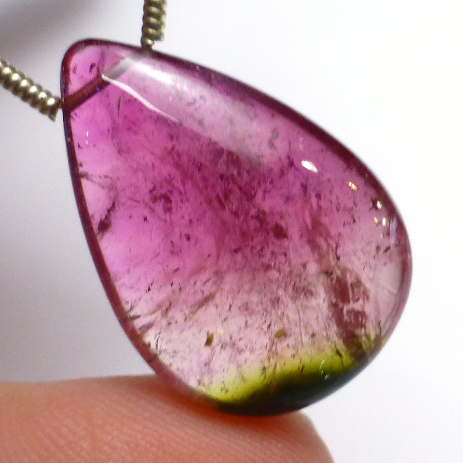 14.11 Carats Watermelon Tourmaline Bead Smooth Briolette Focal Pink Green Banded Natural One Of A Kind Tear Drop Pear Pendant Rubellite