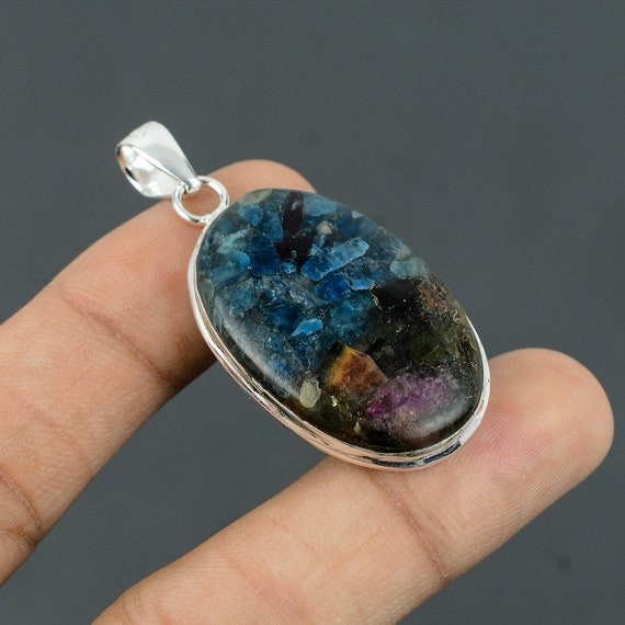 Copper Watermelon Tourmaline Pendant: 925 Sterling Silver Gemstone Jewelry