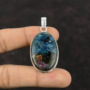 Copper Watermelon Tourmaline Pendant: Handmade 925 Sterling Silver Boho Jewelry