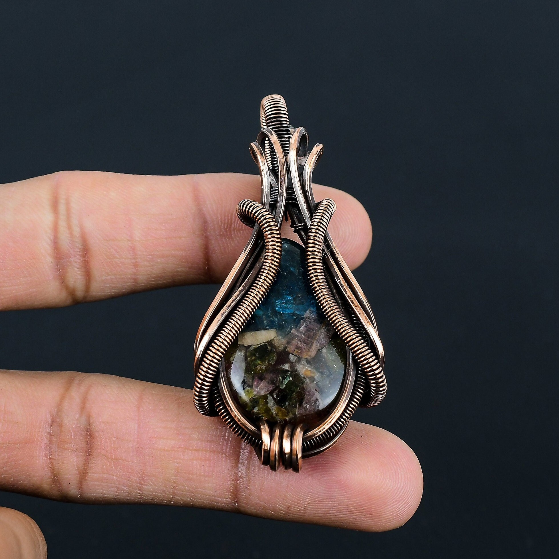Copper Watermelon Tourmaline Pendant, Pure Copper Wire Wrapped Pendant Tourmaline Pendant Handmade Chain Pendant, Gift For Her, Gift For Him Copper Watermelon Tourmaline Pendant, Pure Copper Wire Wrapped Pendant Tourmaline Pendant Handmade Chain Pendant, Gift For Her, Gift For Him