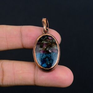 Electroformed Copper Watermelon Tourmaline Pendant - Handmade Gemstone Jewelry