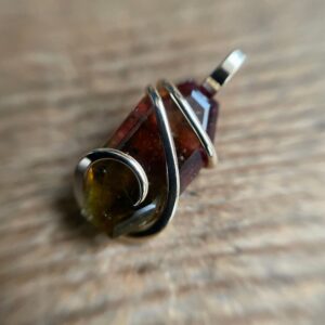 Faceted watermelon tourmaline in 14k gold pendant