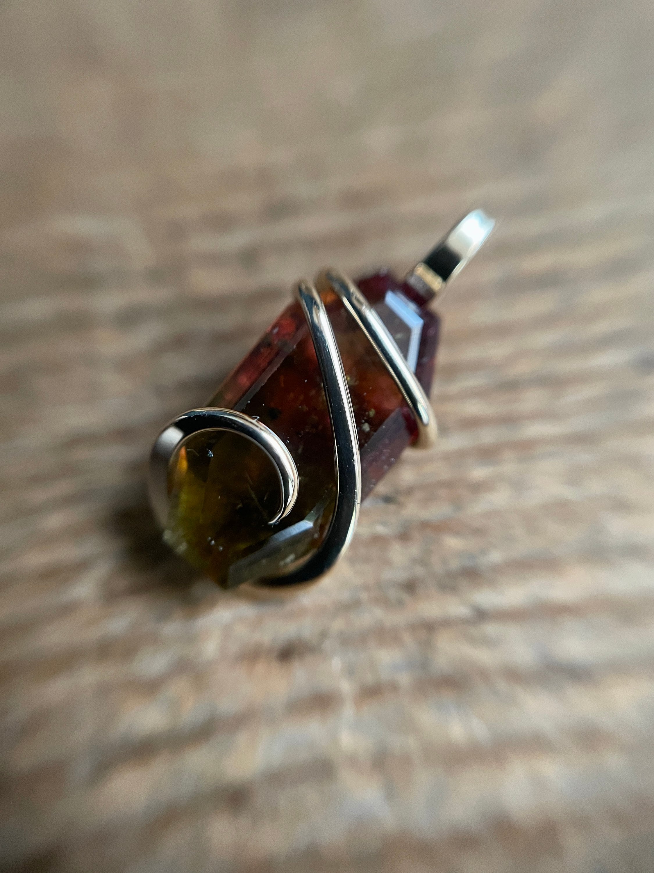 Faceted Watermelon Tourmaline In 14k Gold Pendant