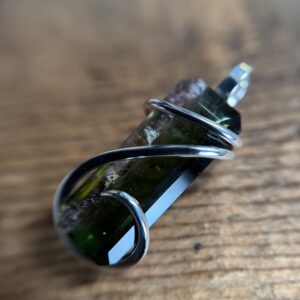 Faceted watermelon tourmaline in sterling silver pendant