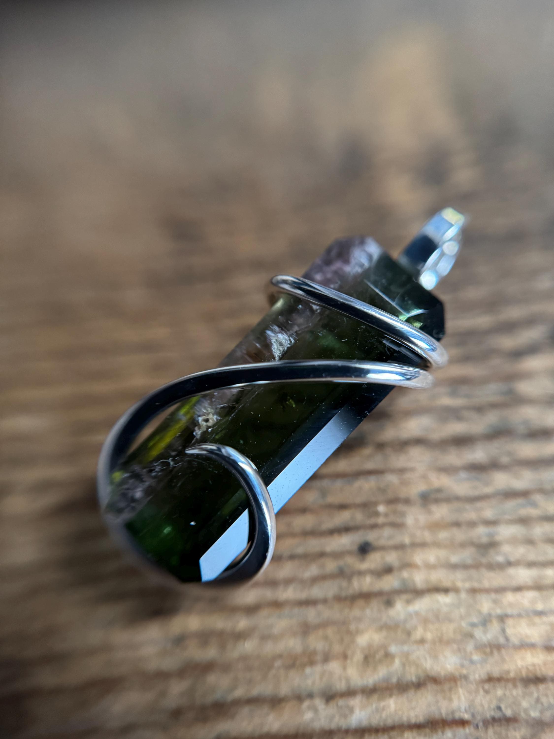 Faceted Watermelon Tourmaline In Sterling Silver Pendant