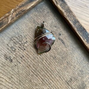 Faceted watermelon tourmaline in 14k gold pendant