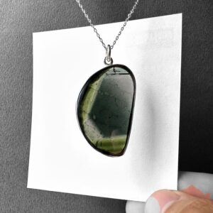 Green and Blue Watermelon Tourmaline Silver Pendant Necklace, One-of-a-Kind Jewelry from TurkuazNaturalStones