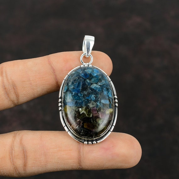 Handmade Watermelon Tourmaline 925 Sterling Silver Pendant