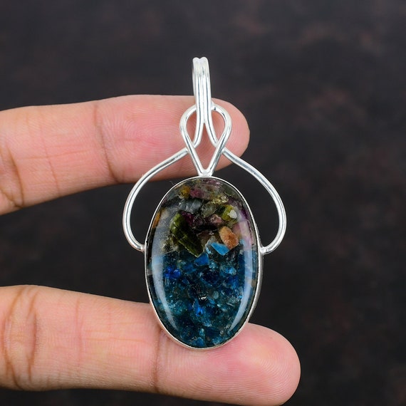 Watermelon Tourmaline Pendant: Handmade 925 Sterling Silver Gemstone Jewelry