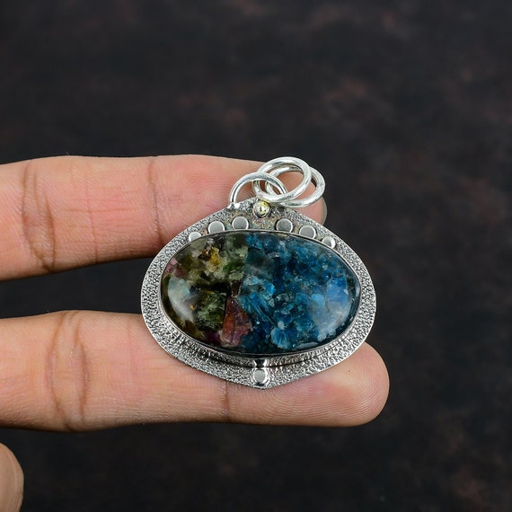 Handmade Watermelon Tourmaline Pendant: 925 Sterling Silver Gemstone Jewelry