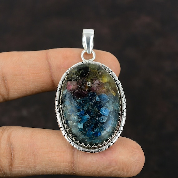Handmade Watermelon Tourmaline Pendant: 925 Sterling Silver Gemstone Jewelry