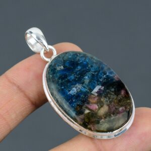 Handmade Copper Watermelon Tourmaline Pendant: 925 Sterling Silver