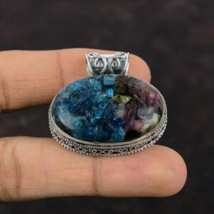 Handmade Watermelon Tourmaline Pendant: Vintage 925 Sterling Silver Jewelry
