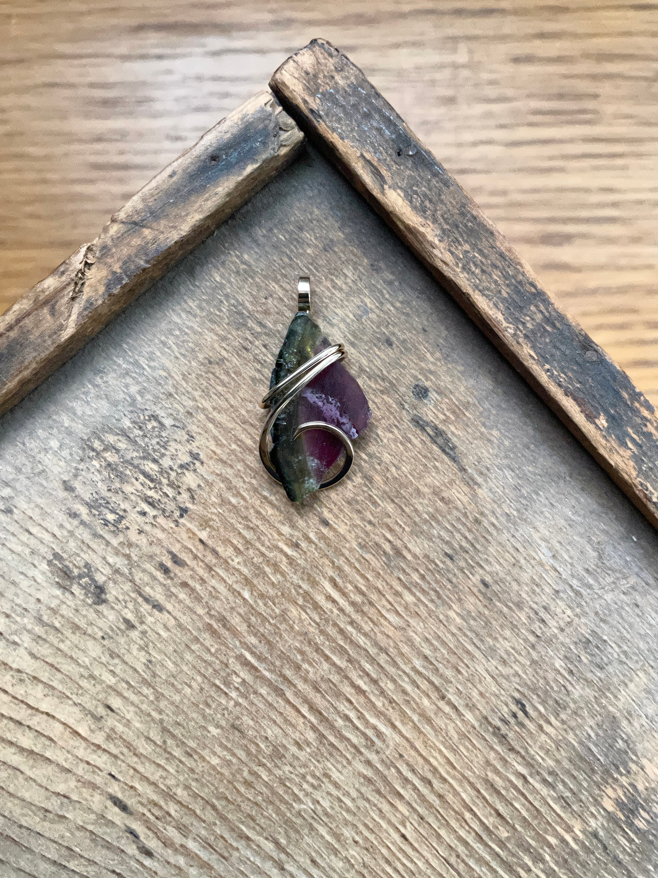 Watermelon Tourmaline In 14k Gold Pendant