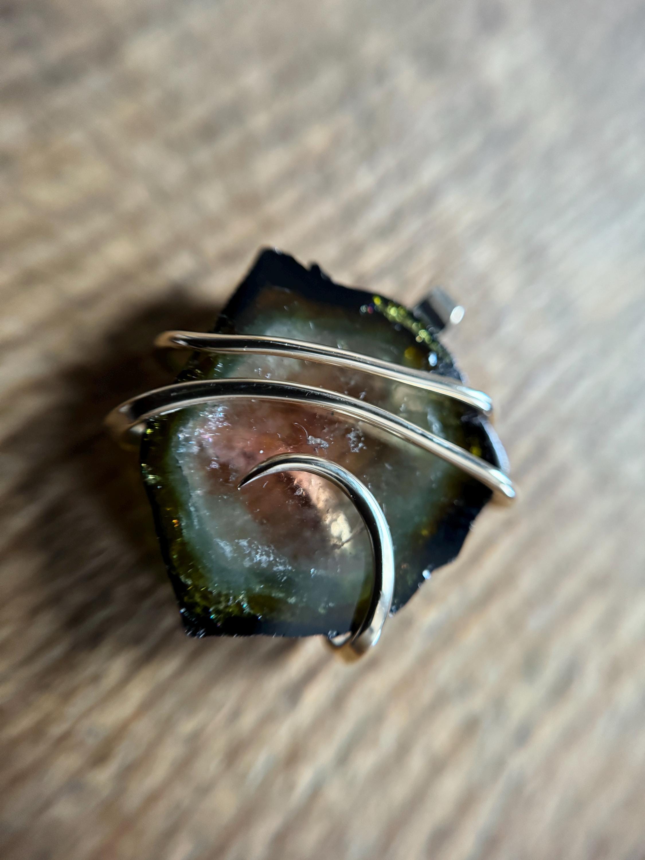 Watermelon Tourmaline In 14k Gold Pendant