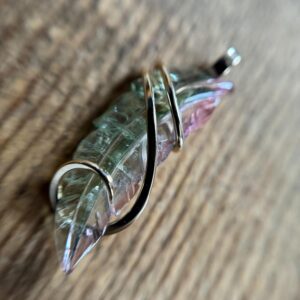 Watermelon tourmaline in 14k gold pendant