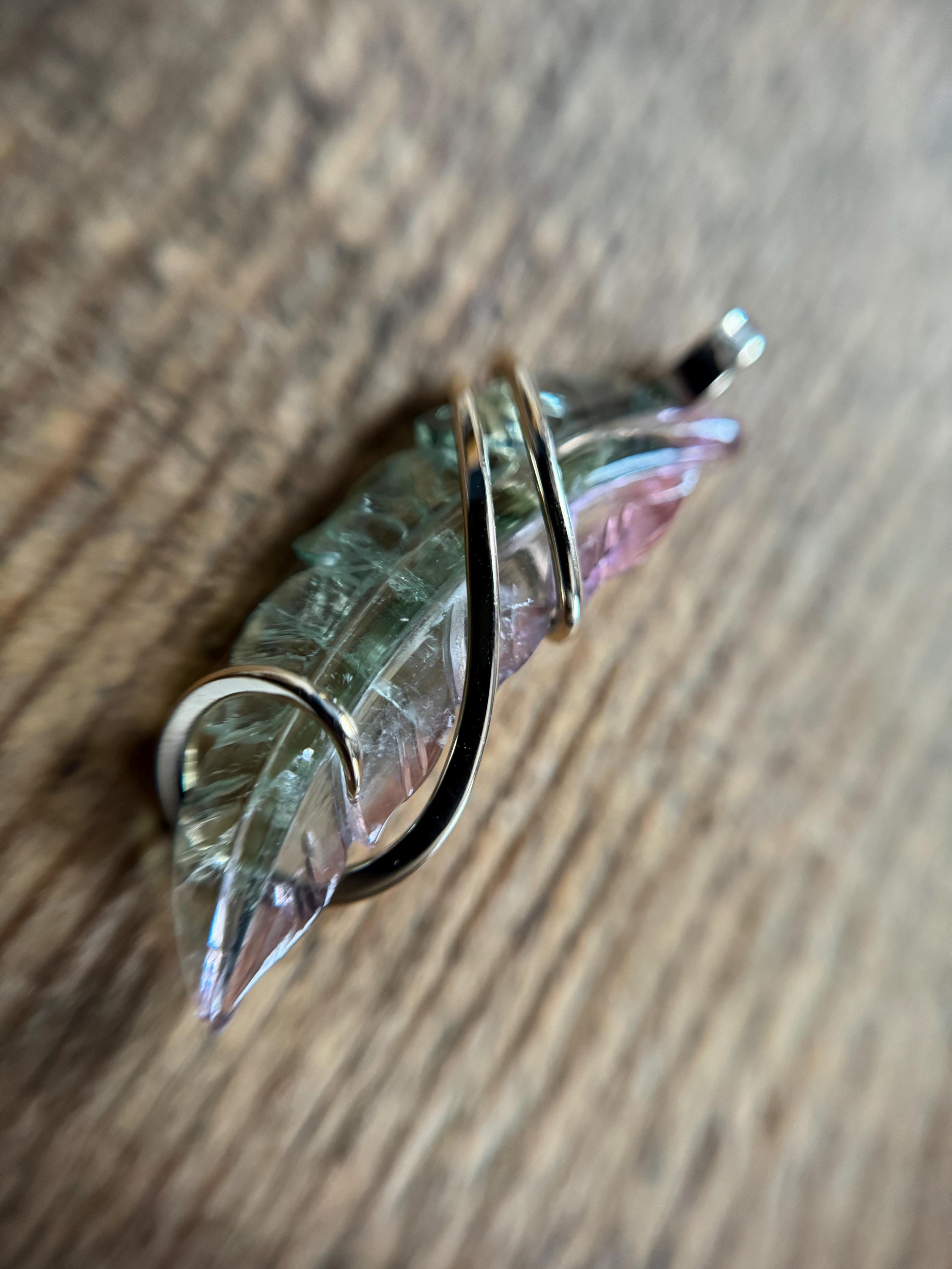 Watermelon Tourmaline In 14k Gold Pendant