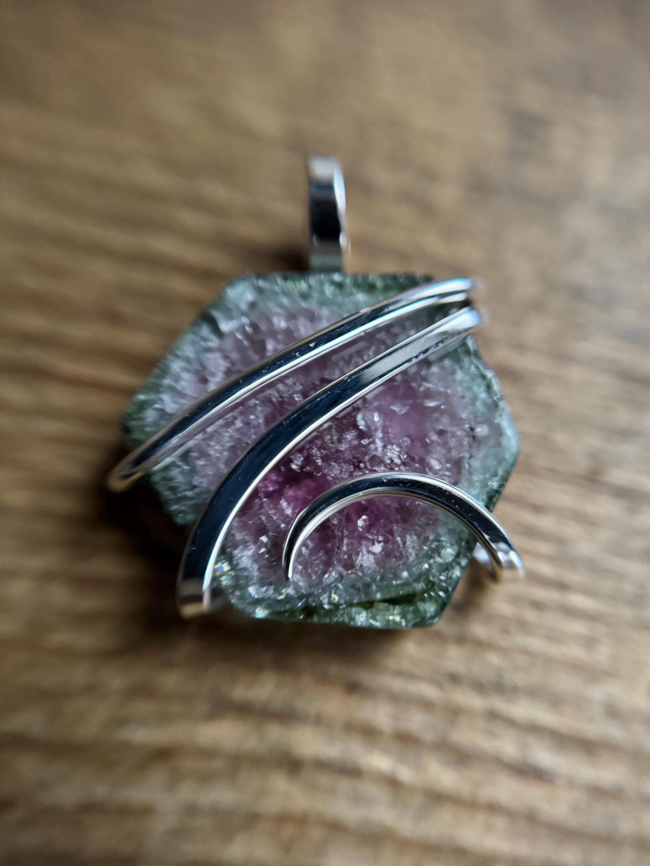 Watermelon Tourmaline In Sterling Silver Pendant