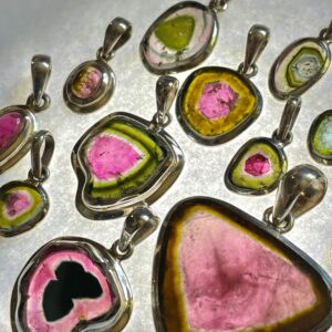 Magic Reveal! Watermelon Tourmaline Slice Pendant - Natural Tourmaline with Solid Sterling Silver - Amazing Colors! - Harmony & Joy Crystal