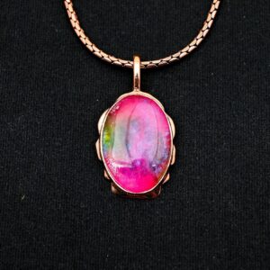 Watermelon Tourmaline Pendant, Pure Copper Pendant, Watermelon Tourmaline Gemstone Handmade Jewelry, Best Gifts For Father. Gifts For Mother