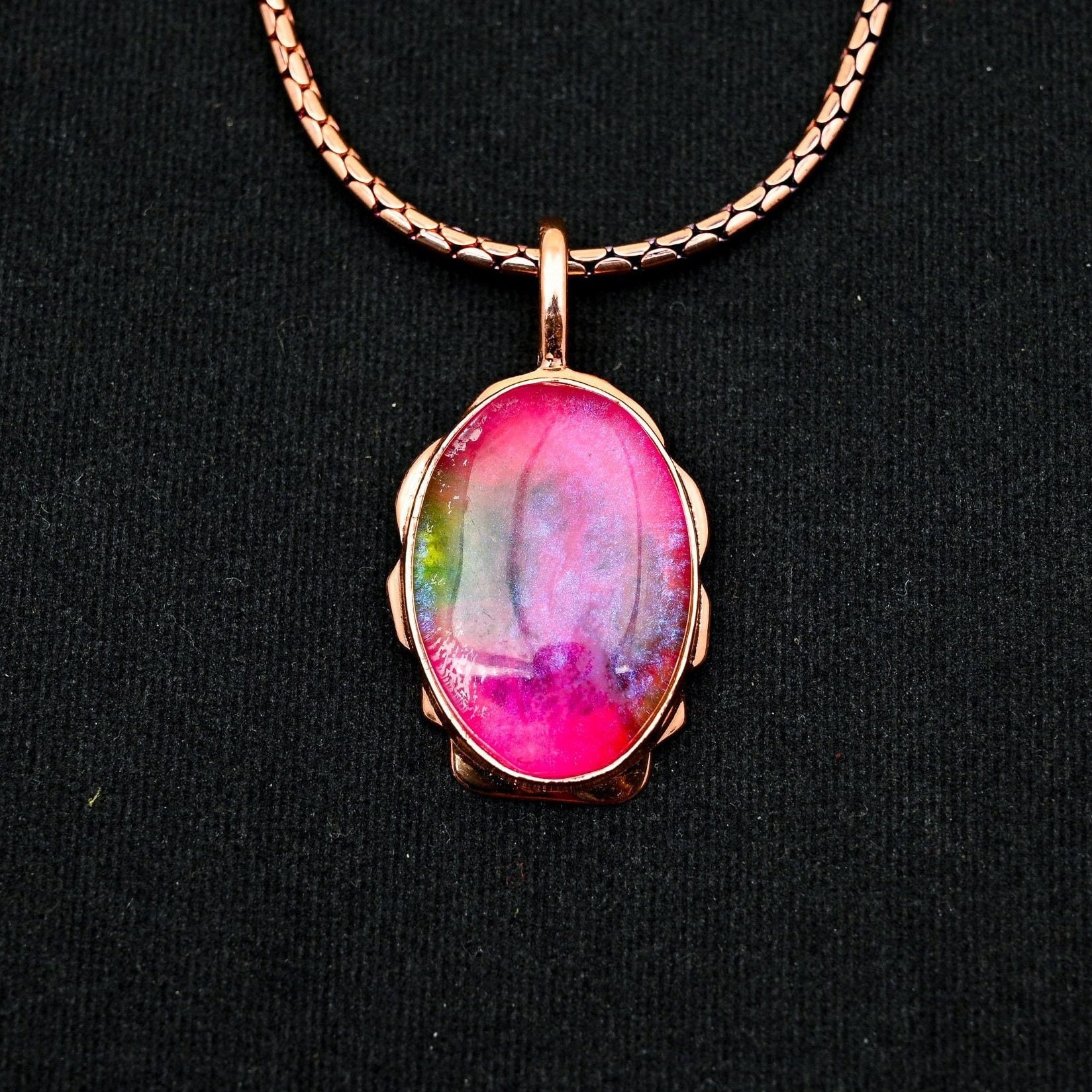 Watermelon Tourmaline Pendant, Pure Copper Pendant, Watermelon Tourmaline Gemstone Handmade Jewelry, Best Gifts For Father. Gifts For Mother