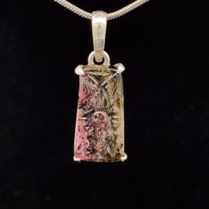 Sterling Silver Carved Watermelon Tourmaline Pendant