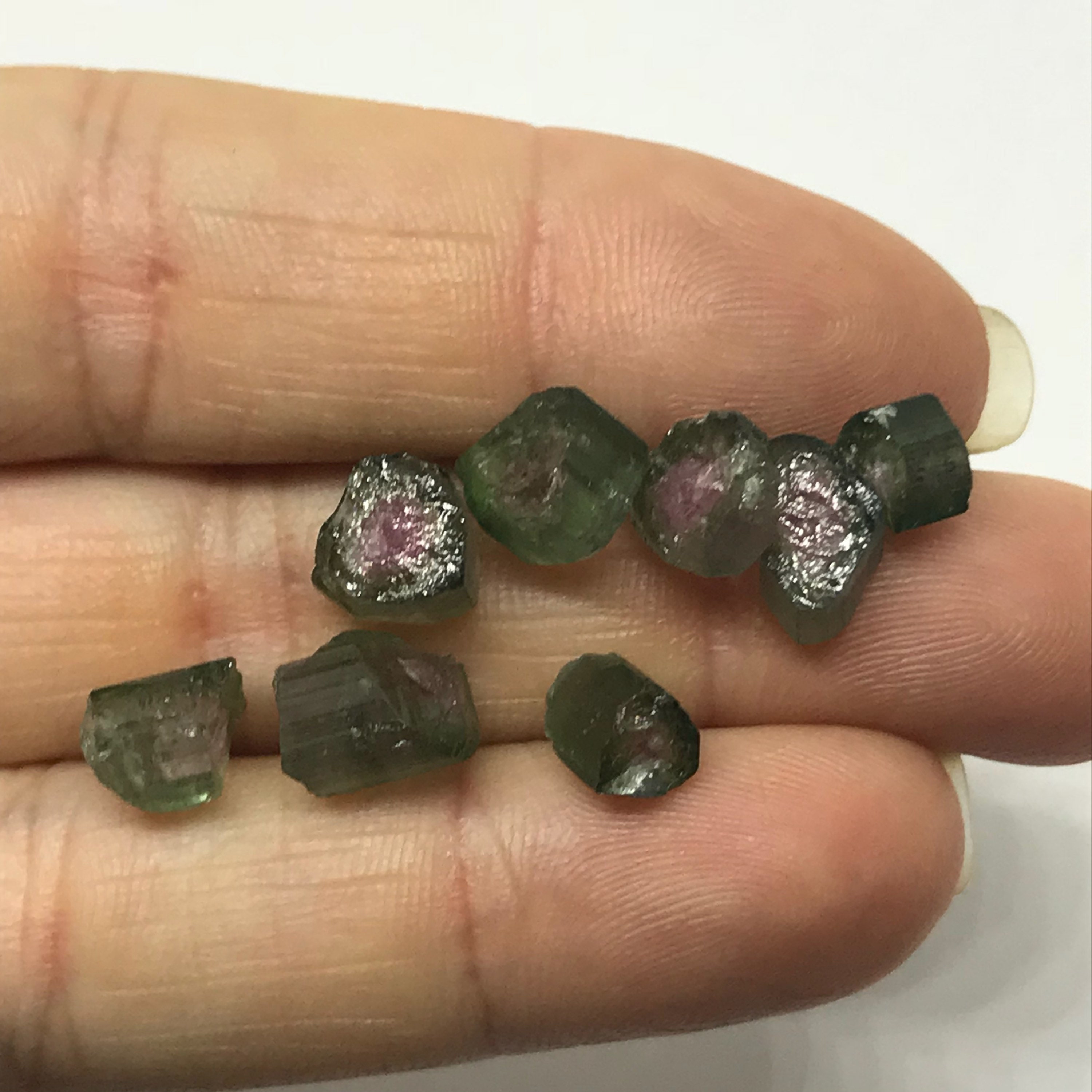 Natural Watermelon Tourmaline Crystals - Lot 8 - Pink Gemstone - October Birthstone - Tourmaline Specimen - Jewelry Making - Jewelry Tools