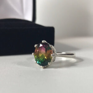 3ct Watermelon Tourmaline Quartz Doublet Ring Crown Tri Color Tourmaline Jewelry Gift 3ct Watermelon Tourmaline Quartz Doublet Ring Crown Tri Color Tourmaline Jewelry Gift